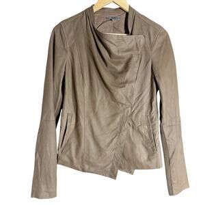 Vince Brown Genuine Leather Biker Moto Asymmetric Jacket Size Medium